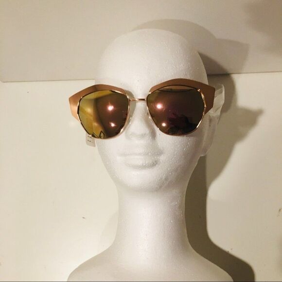 Joe's Jeans Geometric Cat Eye Rose gold Retro Mirrored Sunglasses - Picture 1 of 3